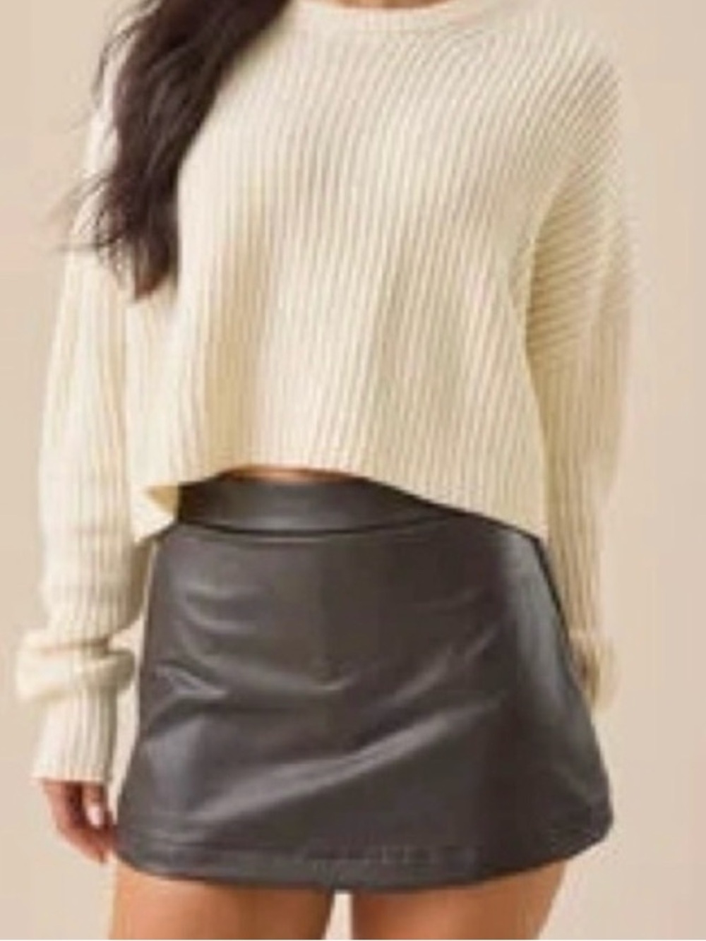 Black Faux Leather Mini Skort